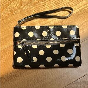 Kate Spade Black and Cream Polka Dot Clutch
